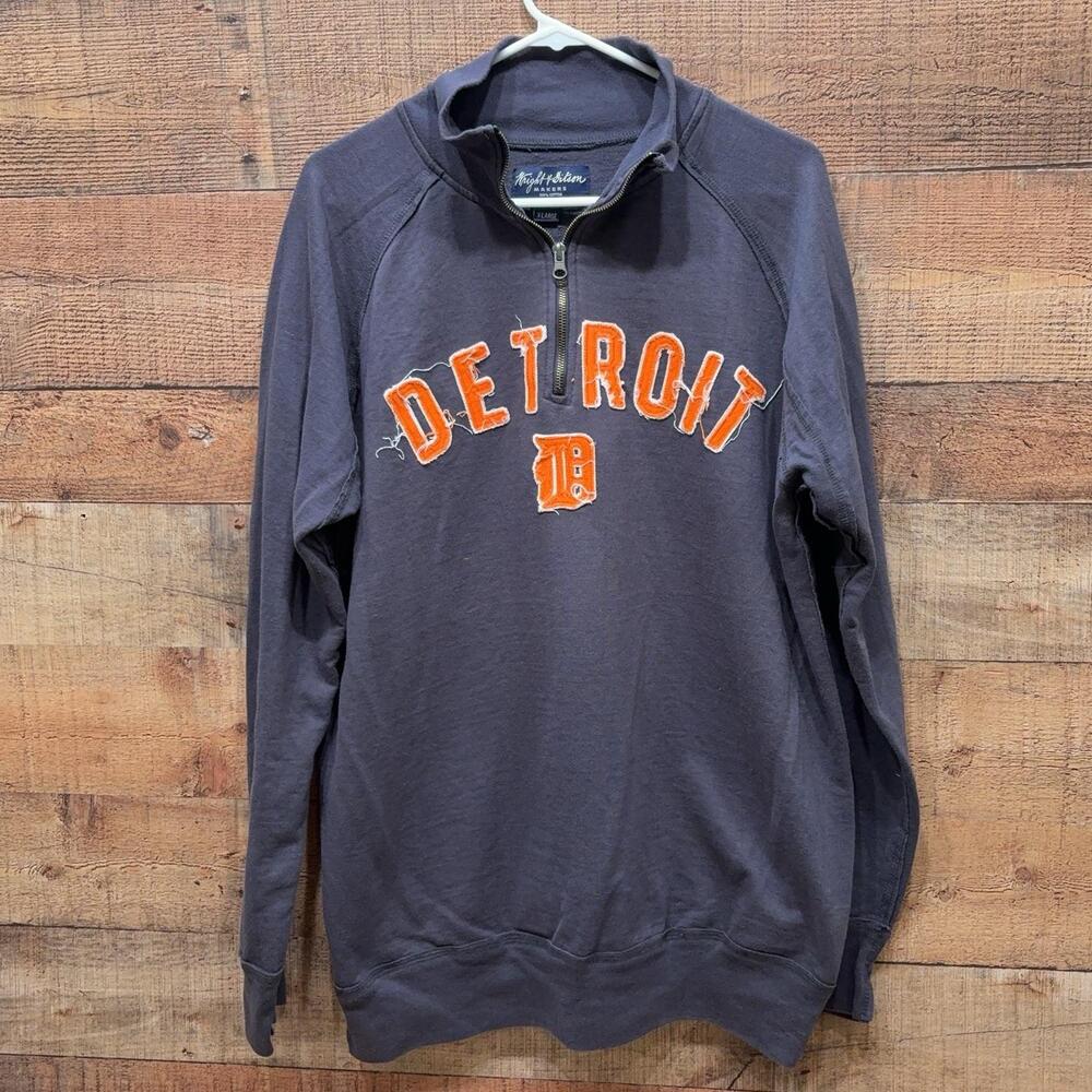 Detroit Tigers Sweatshirt Mens XL Gray MLB Baseball 1/4 Zip Wright & Ditson